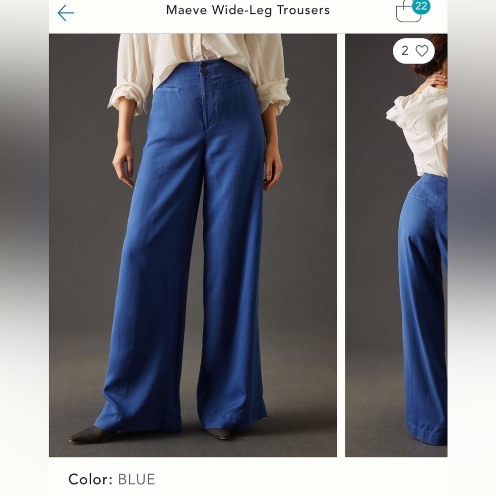 Mauve wide leg trousers size 12 petite, dark royal blue